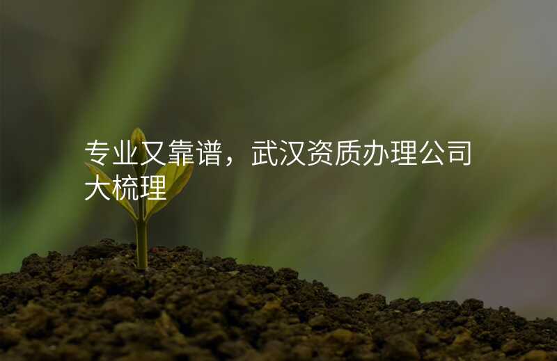 专业又靠谱,武汉资质办理公司大梳理