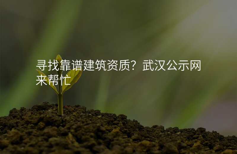 寻找靠谱建筑资质?武汉公示网来帮忙