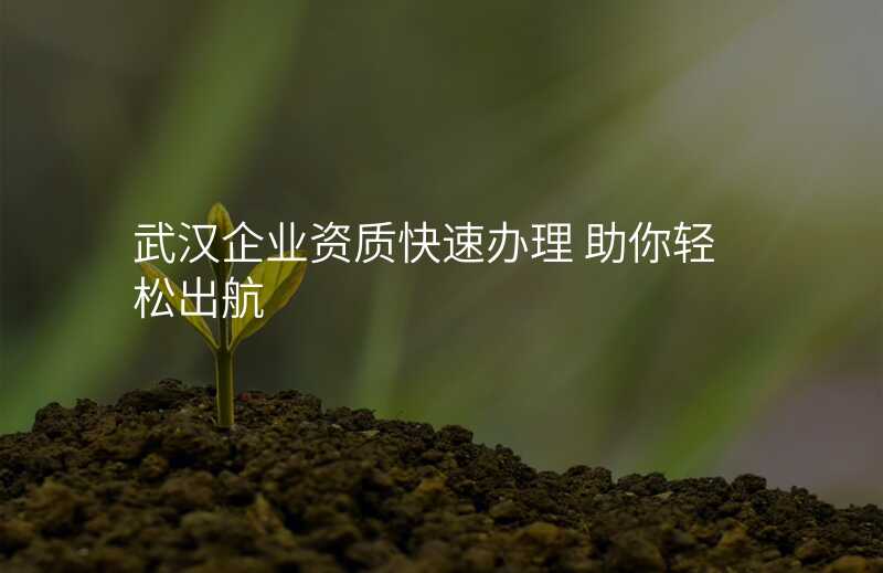 武汉企业资质快速办理 助你轻松出航