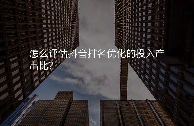 怎么评估抖音排名优化的投入产出比?