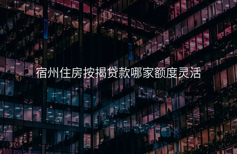宿州住房按揭贷款哪家额度灵活