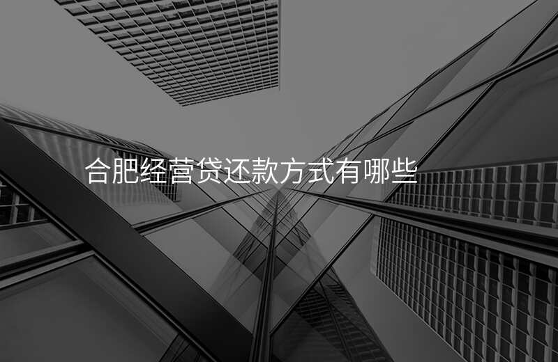 合肥经营贷还款方式有哪些