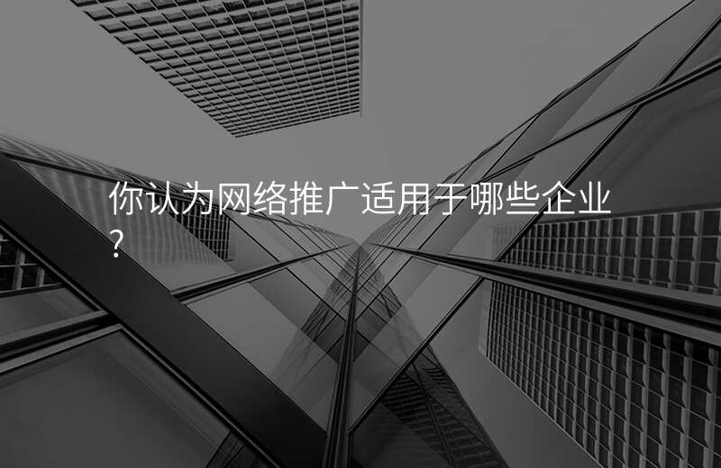你认为网络推广适用于哪些企业?