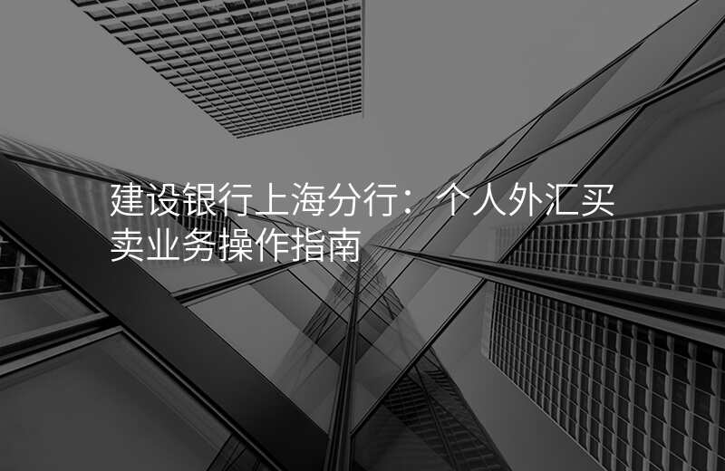 建设银行上海分行:个人外汇买卖业务操作指南