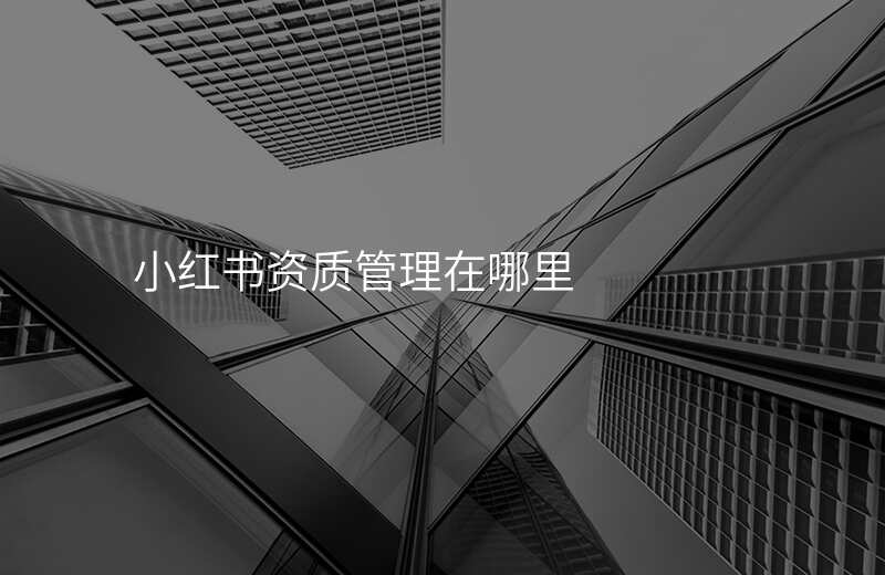 小红书资质管理在哪里