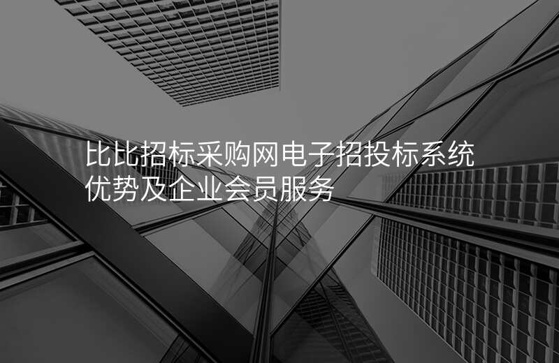 比比招标采购网电子招投标系统优势及企业会员服务