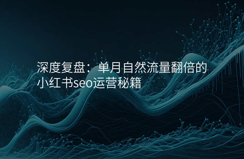深度复盘:单月自然流量翻倍的小红书seo运营秘籍