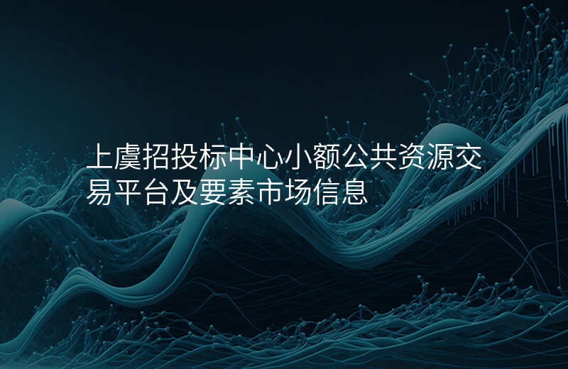 上虞招投标中心小额公共资源交易平台及要素市场信息