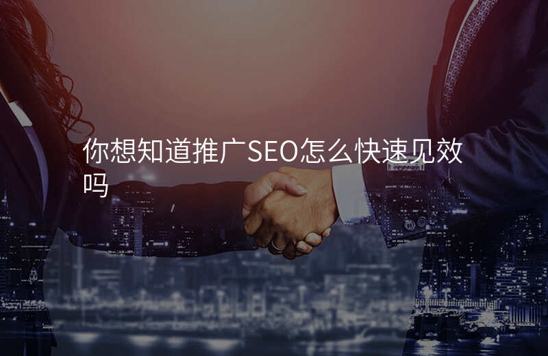 你想知道推广SEO怎么快速见效吗