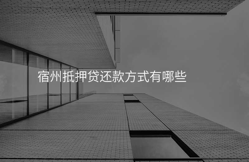 宿州抵押贷还款方式有哪些