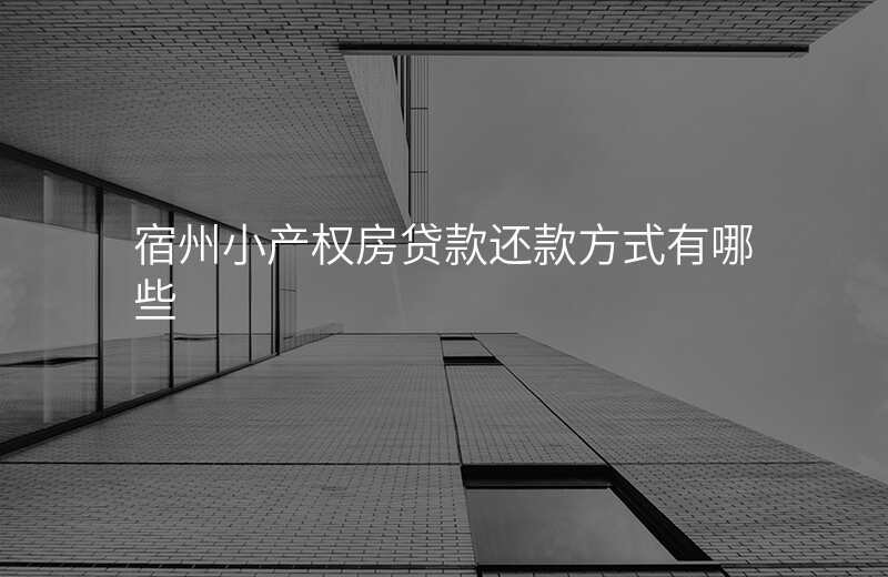 宿州小产权房贷款还款方式有哪些