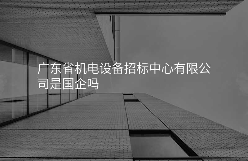 广东省机电设备招标中心有限公司是国企吗