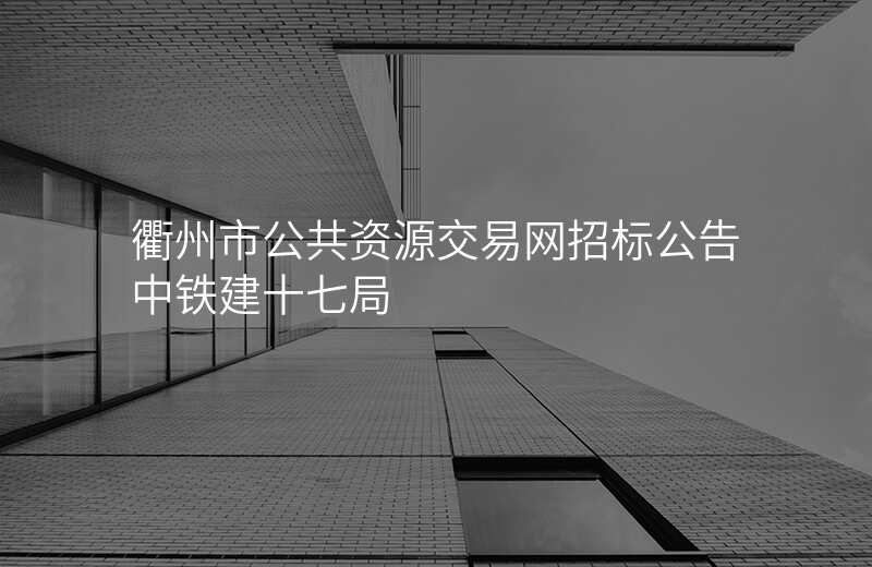 衢州市公共资源交易网招标公告中铁建十七局