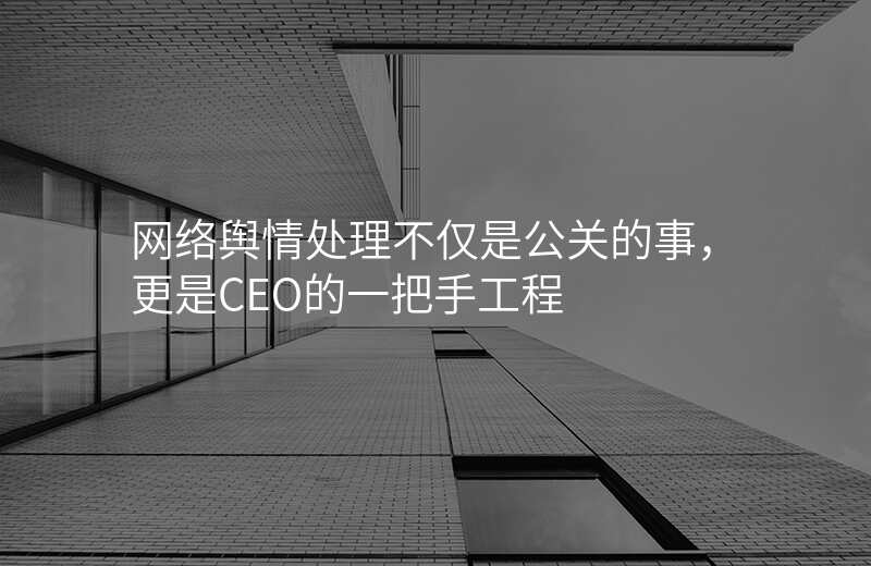 网络舆情处理不仅是公关的事,更是CEO的一把手工程