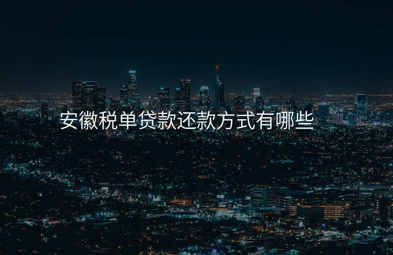 安徽税单贷款还款方式有哪些