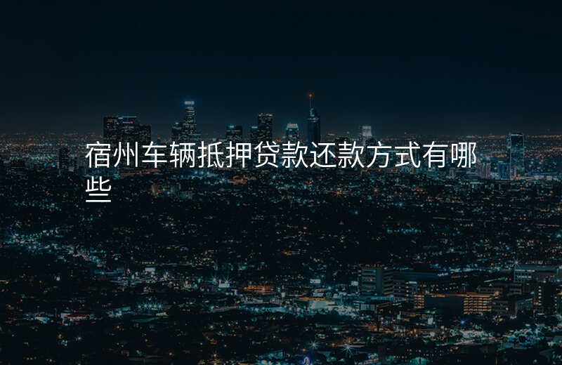 宿州车辆抵押贷款还款方式有哪些