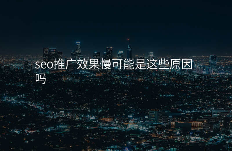 seo推广效果慢可能是这些原因吗