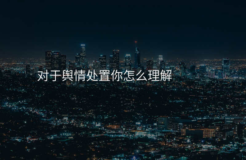 对于舆情处置你怎么理解