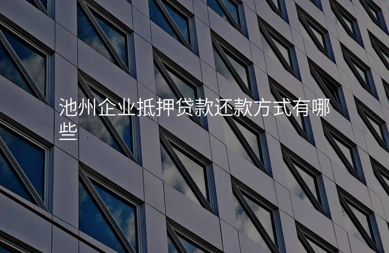 池州企业抵押贷款还款方式有哪些