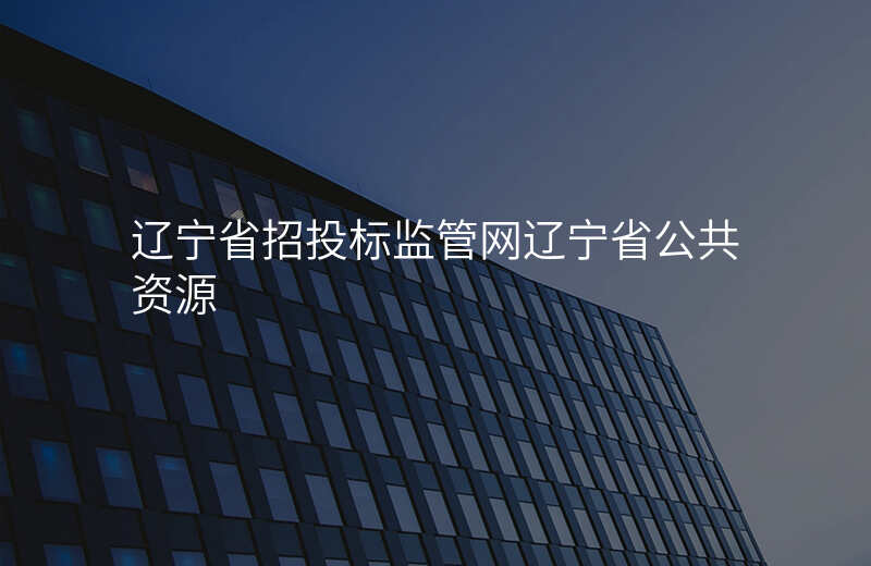 辽宁省招投标监管网辽宁省公共资源