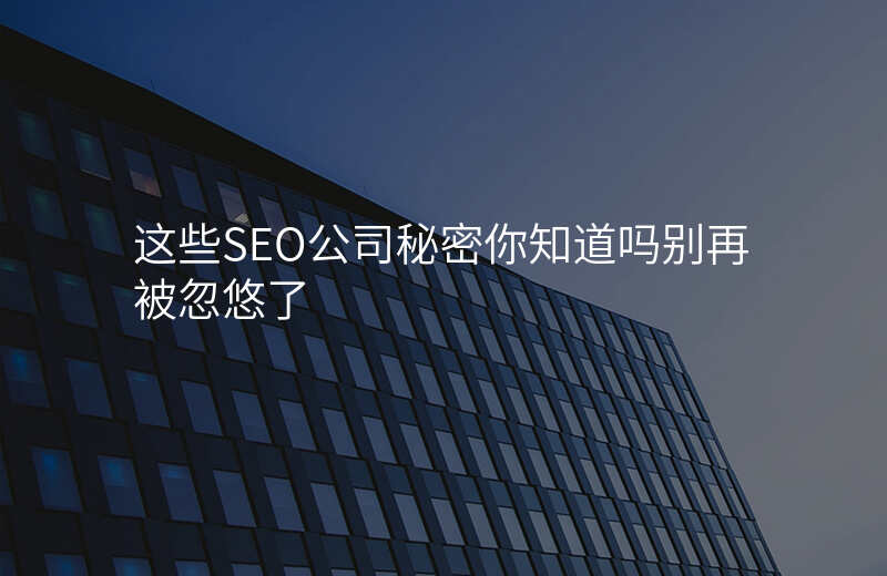 这些SEO公司秘密你知道吗别再被忽悠了