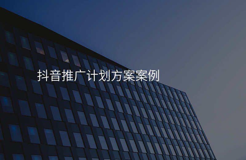 抖音推广计划方案案例