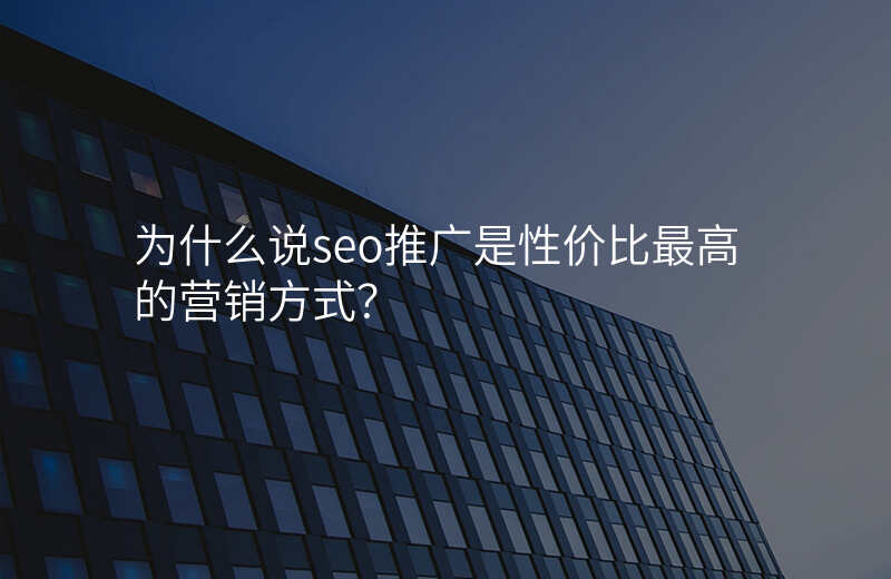 为什么说seo推广是性价比最高的营销方式?