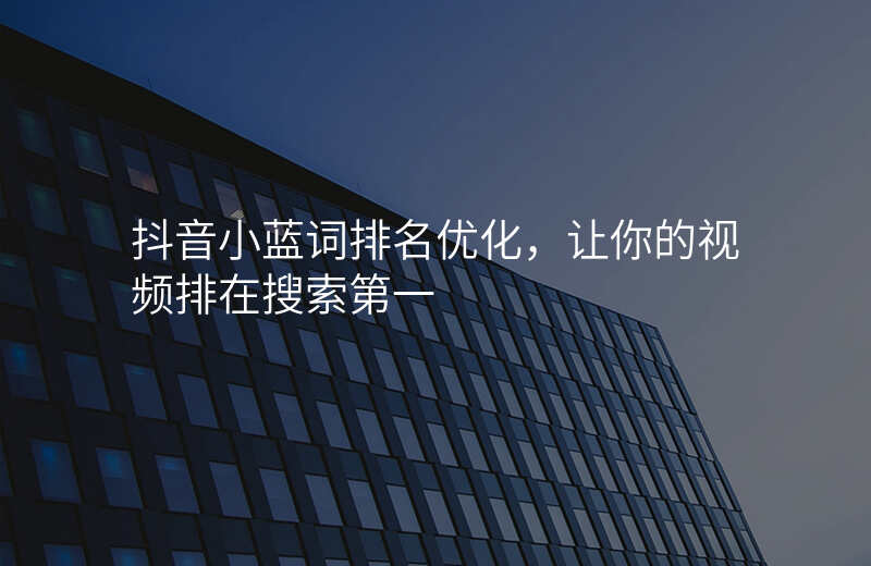 抖音小蓝词排名优化,让你的视频排在搜索第一