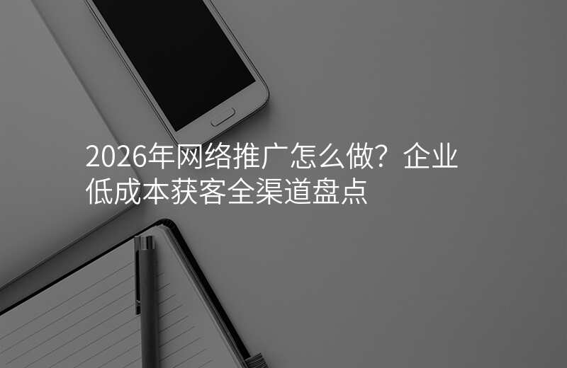2026年网络推广怎么做?企业低成本获客全渠道盘点