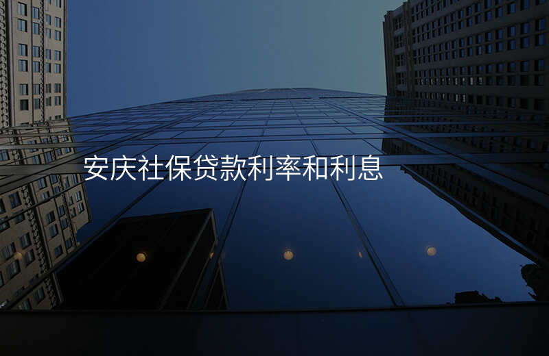 安庆社保贷款利率和利息