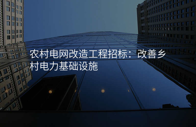 农村电网改造工程招标:改善乡村电力基础设施