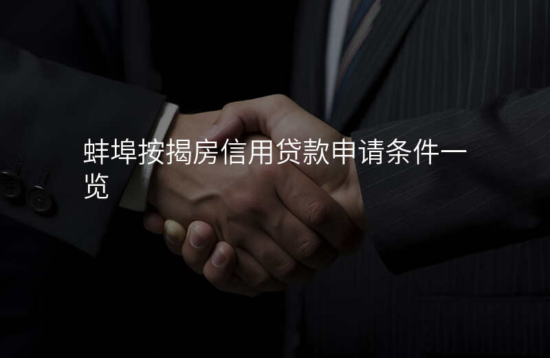 蚌埠按揭房信用贷款申请条件一览