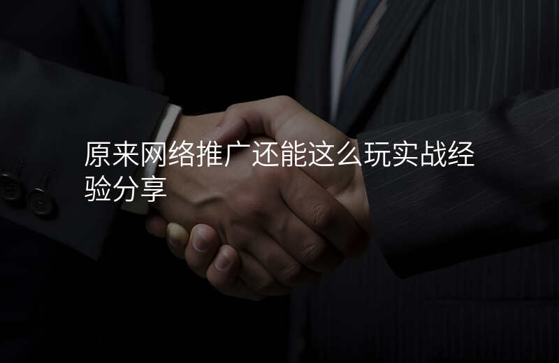 原来网络推广还能这么玩实战经验分享