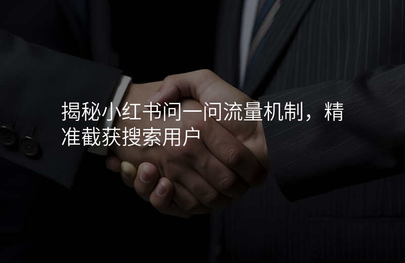 揭秘小红书问一问流量机制,精准截获搜索用户