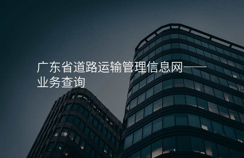 广东省道路运输管理信息网――业务查询