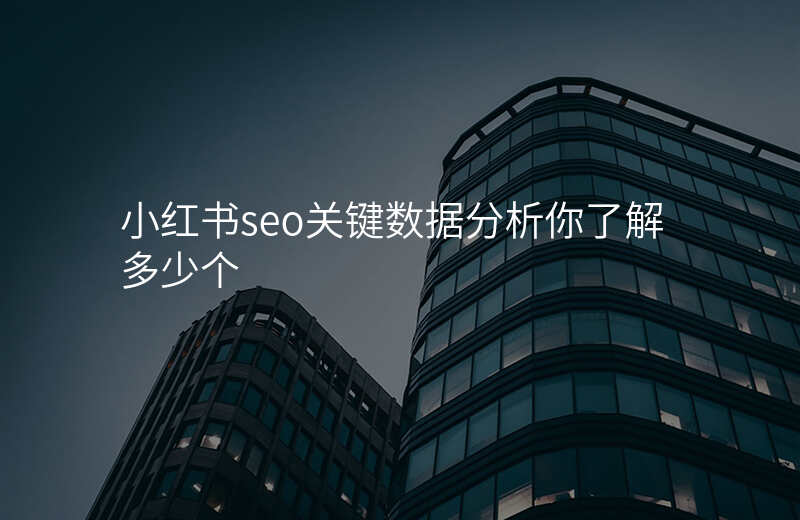 小红书seo关键数据分析你了解多少个