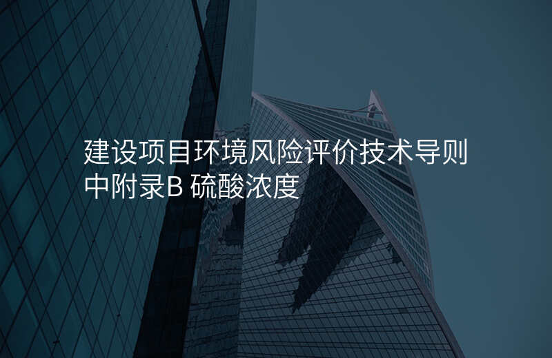建设项目环境风险评价技术导则中附录B 硫酸浓度