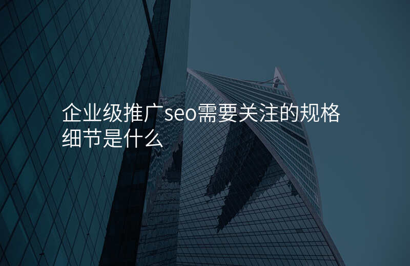 企业级推广seo需要关注的规格细节是什么