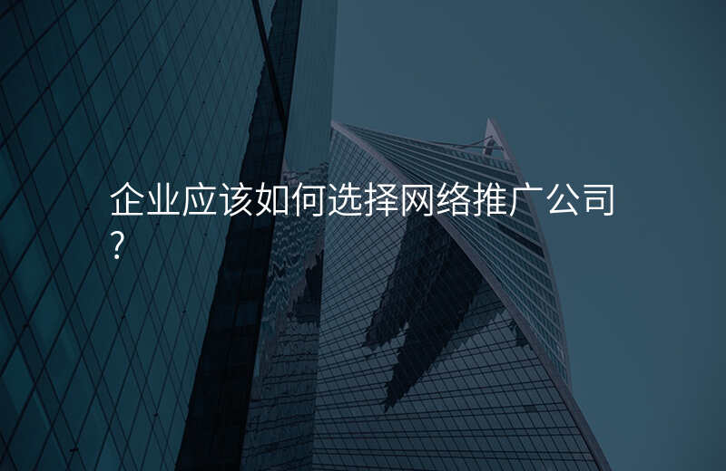 企业应该如何选择网络推广公司?