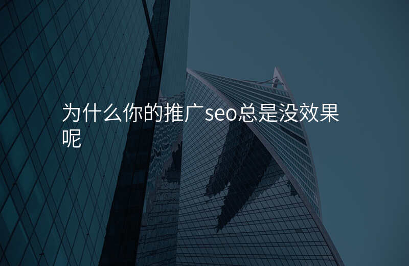 为什么你的推广seo总是没效果呢