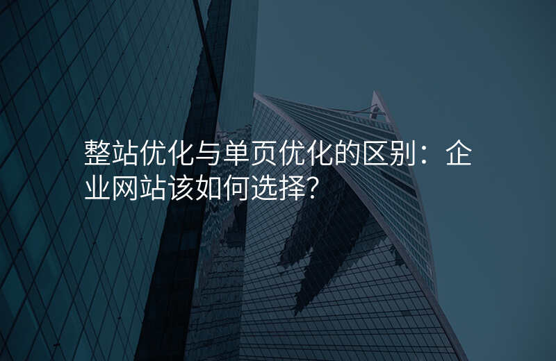 整站优化与单页优化的区别:企业网站该如何选择?