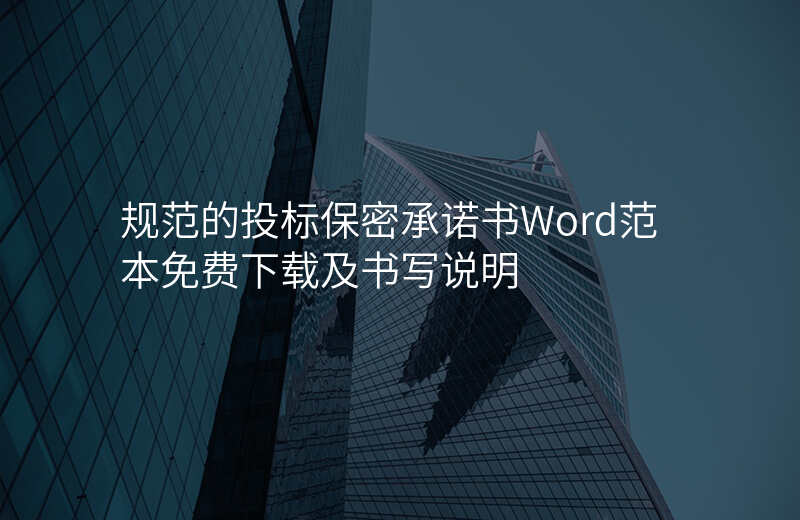 规范的投标保密承诺书Word范本免费下载及书写说明