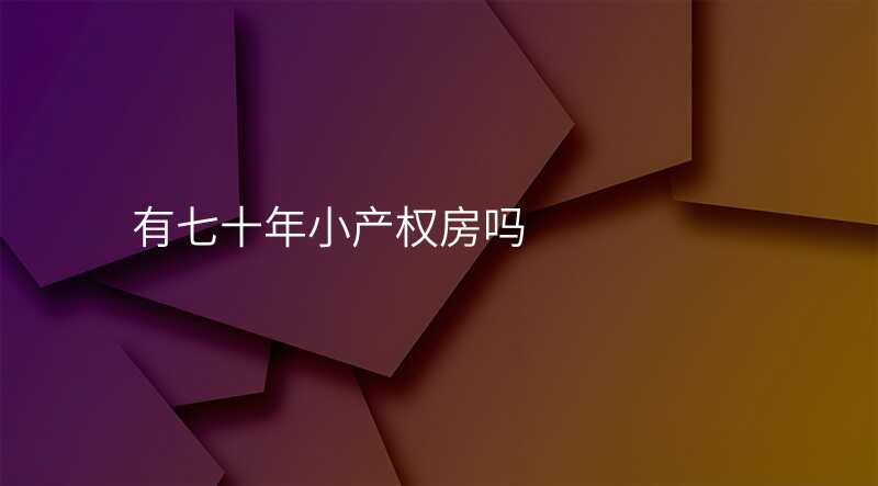 有七十年小产权房吗