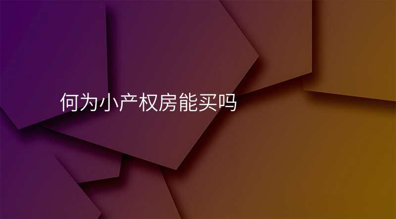 何为小产权房能买吗