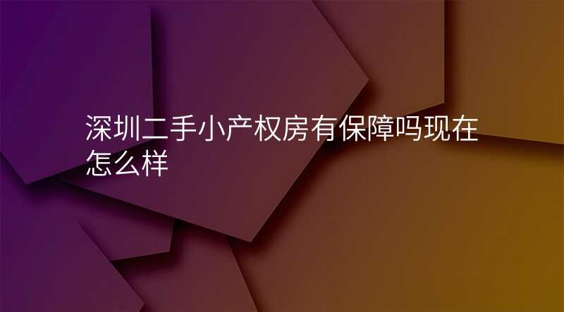 深圳二手小产权房有保障吗现在怎么样