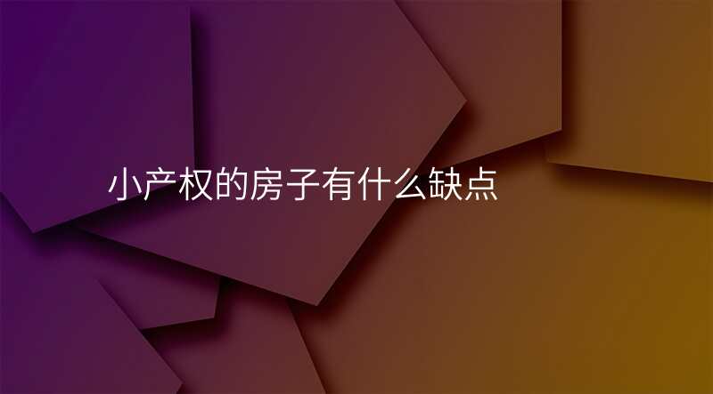 小产权的房子有什么缺点