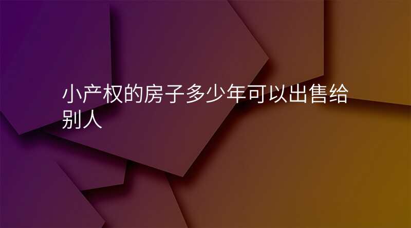 小产权的房子多少年可以出售给别人