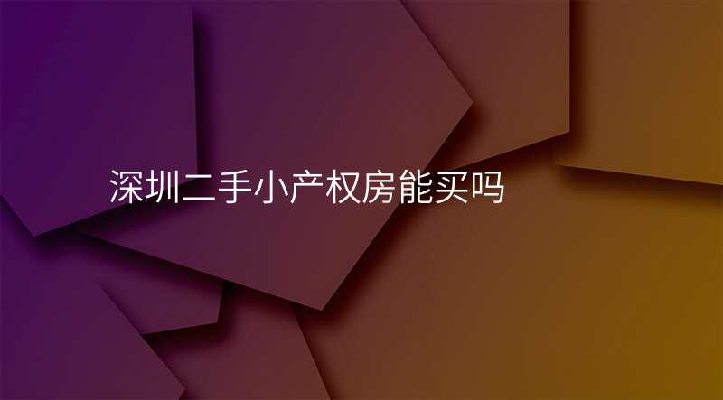 深圳二手小产权房能买吗