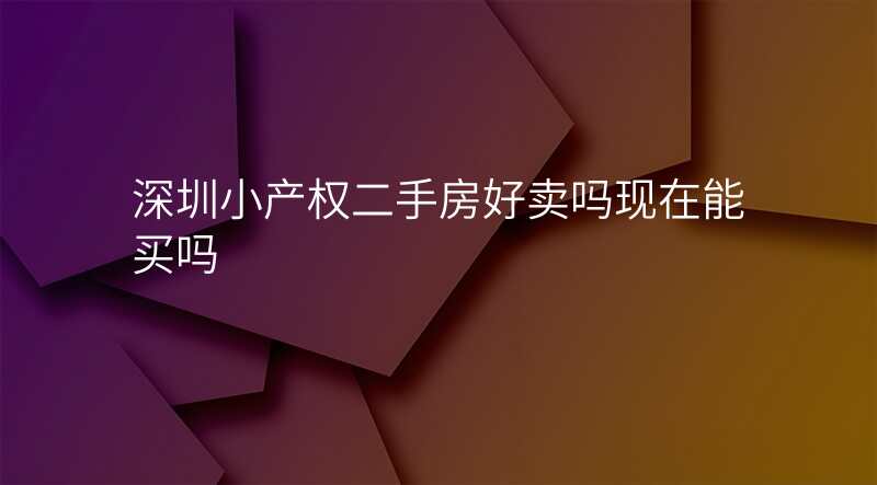 深圳小产权二手房好卖吗现在能买吗