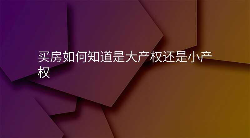 买房如何知道是大产权还是小产权